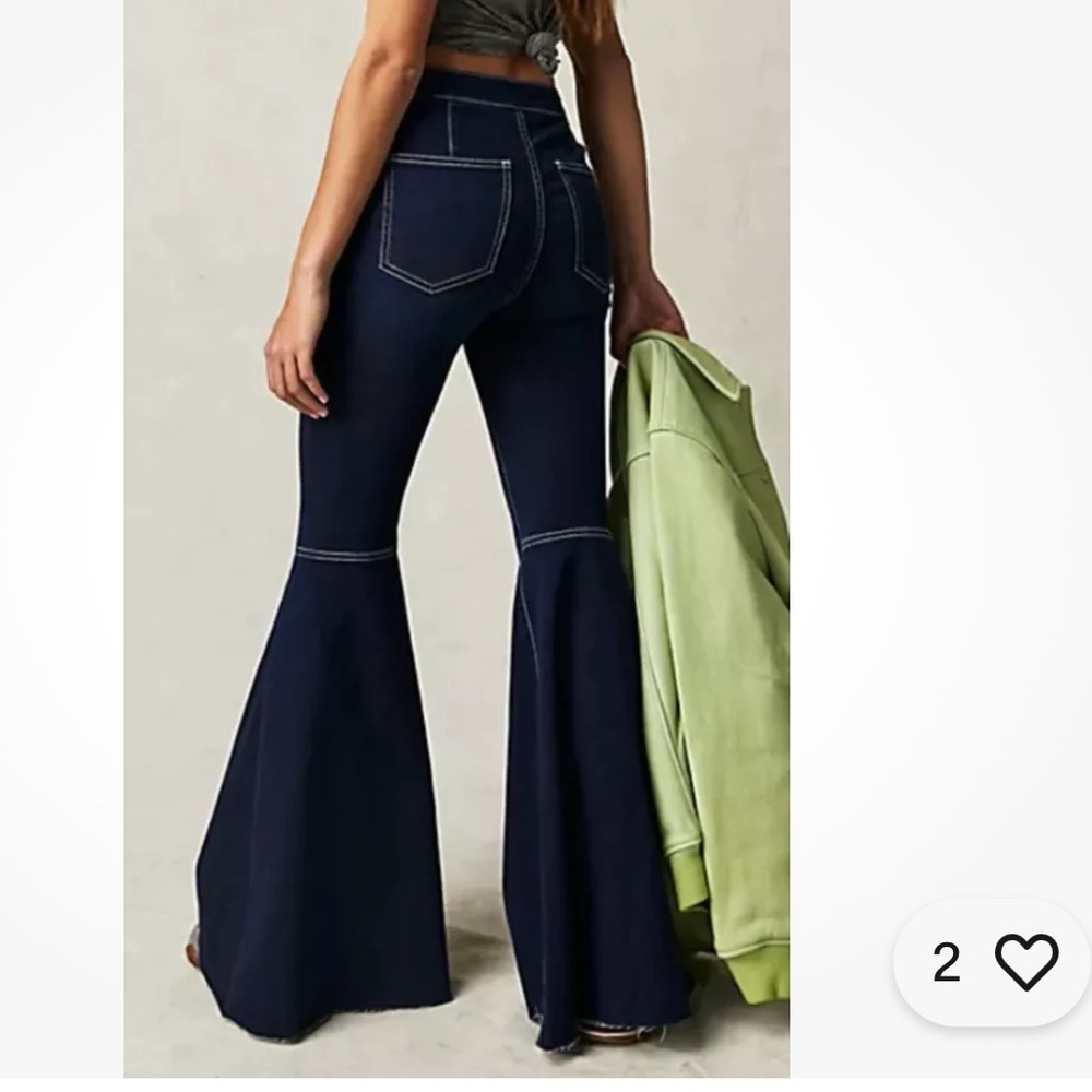 Free  People Jeans Bell bottom High Rise Flare Dark Blue size 25 Nwot